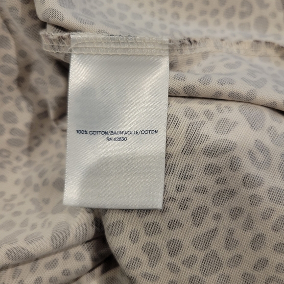 Lands End Size 2x Long Sleeves Cream/brown Animal Print Top Cotton - Picture 4 of 5